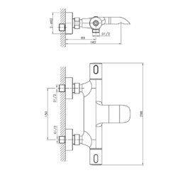 Bản vẽ kích thước Vòi sen tắm HUGE H-6800ST nhiệt độ
