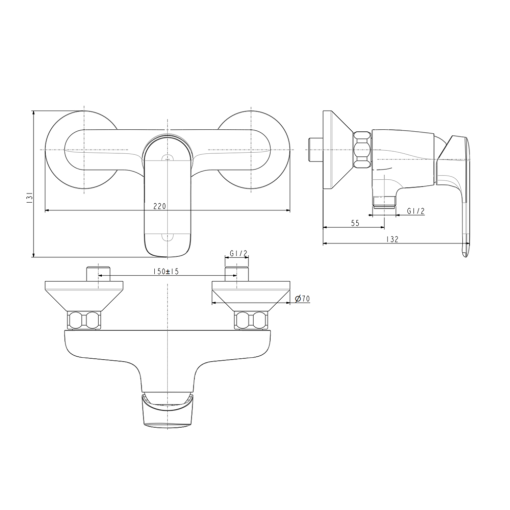 Bản vẽ kỹ thuật Vòi Sen Tắm American Standard WF-1M12 Loven