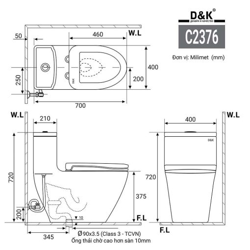Bồn cầu 1 khối D&K DK-C2376-2