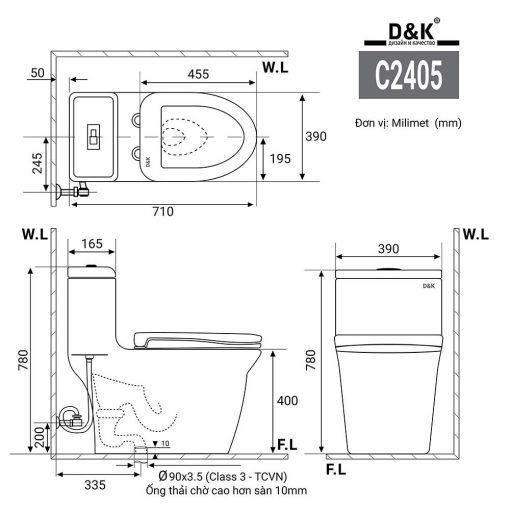 Bồn cầu 1 khối D&K DK-C2405 1