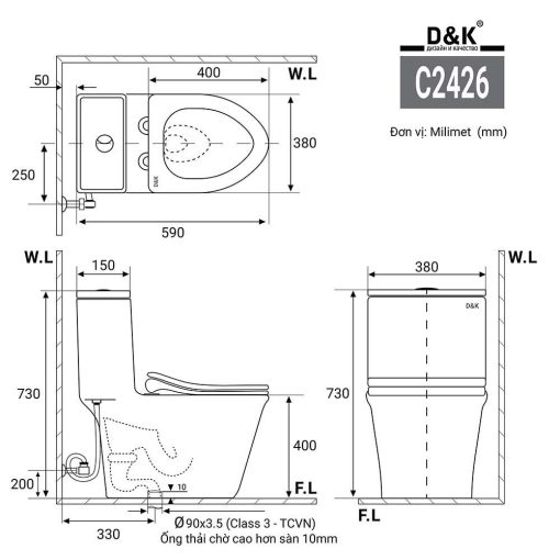 Bồn cầu 1 khối D&K DK-C2426 1