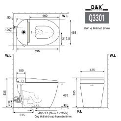 Bồn cầu 1 khối D&K DK-Q3301 2