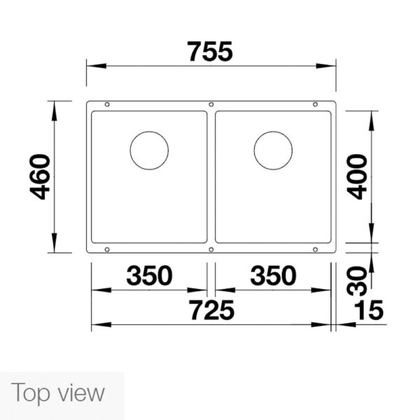 Chậu rửa bát đá BLANCO SUBLINE 350 350-U ROCK GREY 2 hố (1)