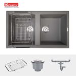 Chậu rửa bát đá KONOX PHOENIX SMART 860 GREY 2 hố (1)