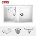 Chậu rửa bát đá KONOX PHOENIX SMART 860 WHITE SILVER 2 hố (1)