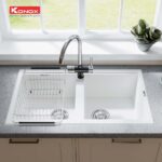 Chậu rửa bát đá KONOX PHOENIX SMART 860 WHITE SILVER 2 hố (4)