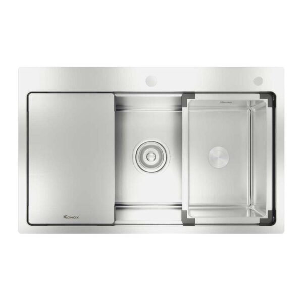 Chậu rửa bát inox KONOX KN8151TS DEKOR dương bàn 1 hố