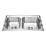 Chậu rửa bát inox MALLOCA MS2076EP dương bàn 2 hố