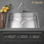 Chậu rửa bát inox MALLOCA MS6070 âm bàn 1 hố - Ảnh 3
