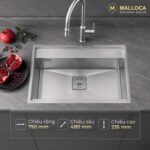 Chậu rửa bát inox MALLOCA MS6302ST âm bàn 1 hố - Ảnh 3