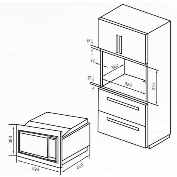 Lò vi sóng có nướng FANDI FD-ECM25 - 2022 âm tủ