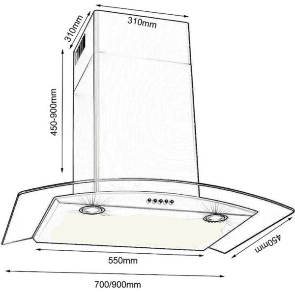 Máy hút mùi FANDI FD-GB70 70cm 90cm kính cong (1)