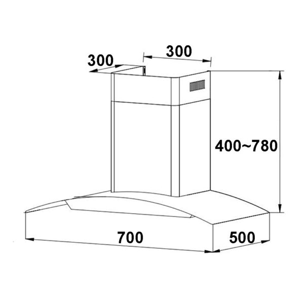Máy hút mùi FASTER FS 8866 70B 70cm kính cong (2) Bản vẽ kỹ thuật