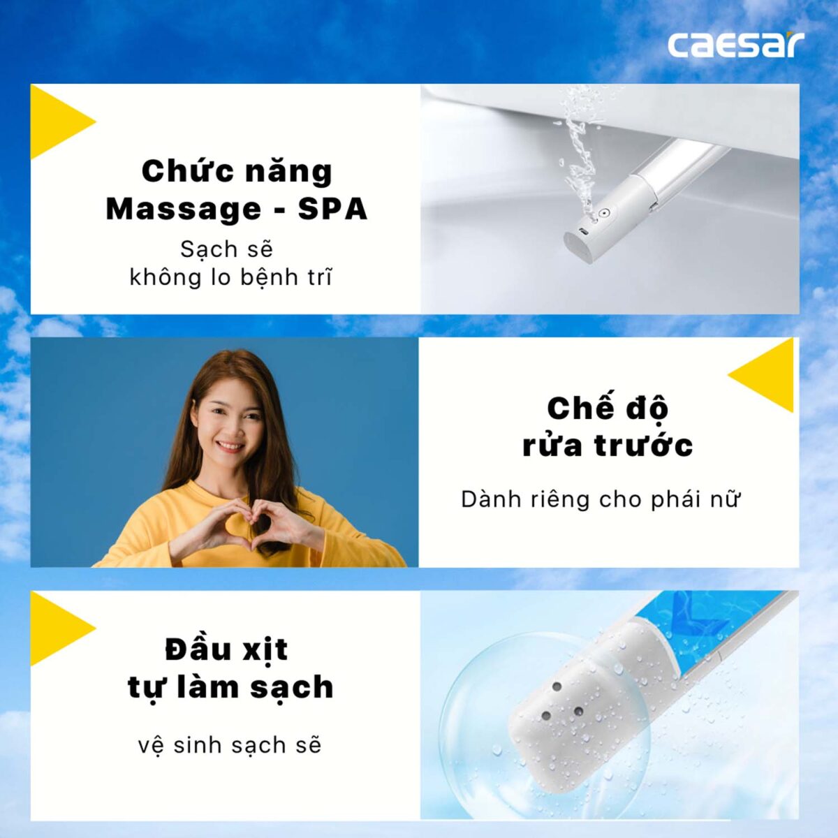 Bồn cầu thông minh CAESAR C1395F TAF400H (CD1395) nắp rửa điện tử - Ảnh 15