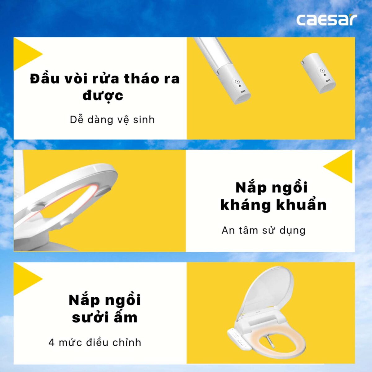 Bồn cầu thông minh CAESAR C1395F TAF400H (CD1395) nắp rửa điện tử - Ảnh 13