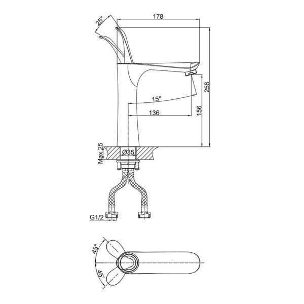 Vòi lavabo D&K DK1032641 nóng lạnh cổ cao