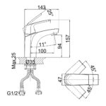 Vòi lavabo D&K DK1282101 nóng lạnh