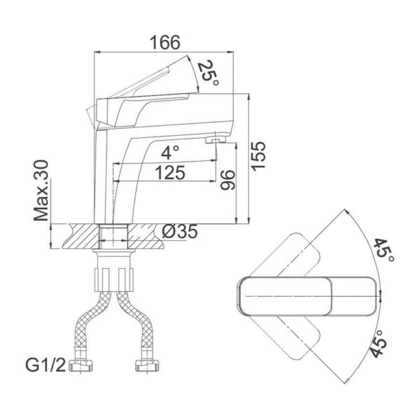 Vòi lavabo D&K DK1432103 nóng lạnh