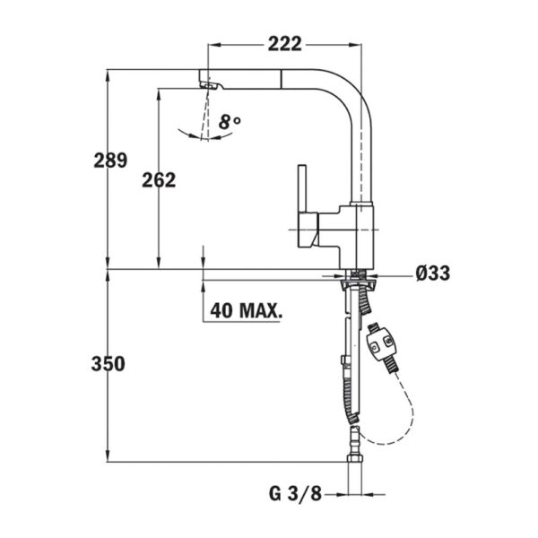Vòi rửa bát TEKA ARK 938 nóng lạnh rút dây