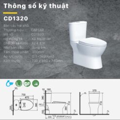 thong so ky thuat Bon cau 2 khoi CAESAR CD1320 nap em M221