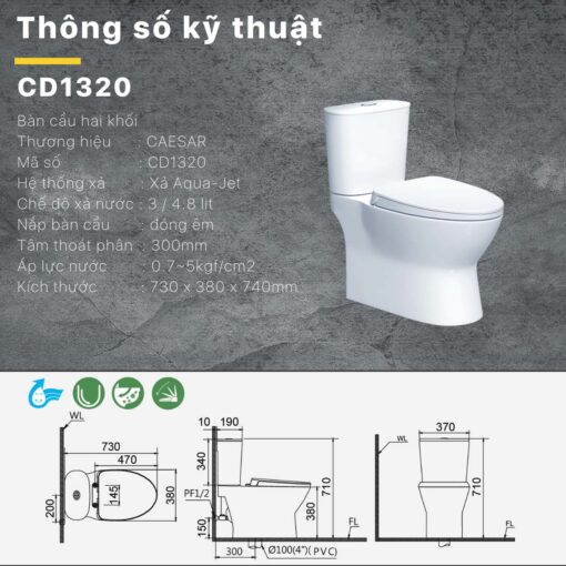 thong so ky thuat Bon cau 2 khoi CAESAR CD1320 nap em M221