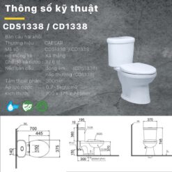 thong so ky thuat Bon cau 2 khoi CAESAR CD1338 nap thuong M220