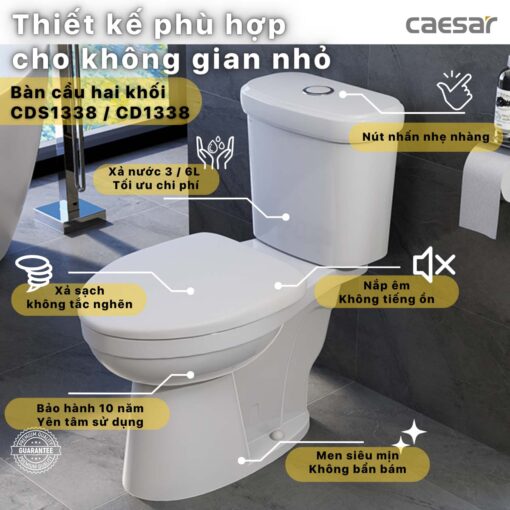 tinh nang Bon cau 2 khoi CAESAR CD1338 nap thuong M220