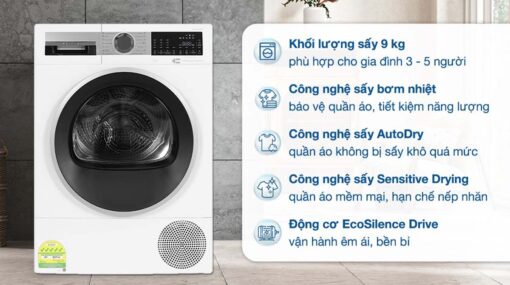 tinh nang May say quan ao BOSCH WQG24570SG 9Kg Serie 6