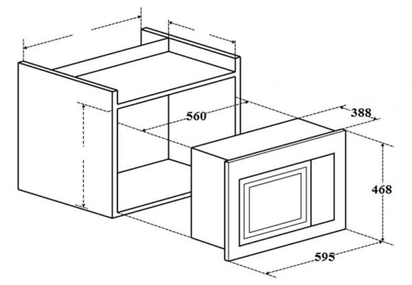 Bản vẽ kích thước Lò vi sóng CANZY CZ-28GS âm tủ