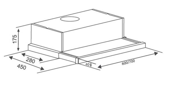 Bản vẽ kích thước Máy hút mùi CANZY CZ 700GH 70cm âm tủ