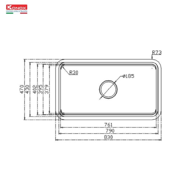 Bản Vẽ Kỹ Thuật Chậu rửa bát inox KONOX KN8347SU DEKOR