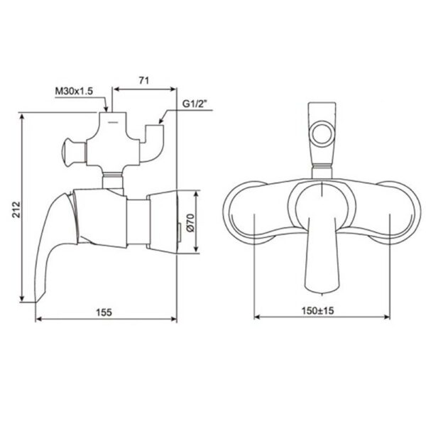 Bản vẽ kỹ thuật Củ trộn sen cây American Standard WF-3172 Tonic nóng lạnh