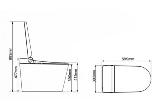 Bản vẽ kỹ thuật bồn Cầu thông Minh CAESAR CA1389H