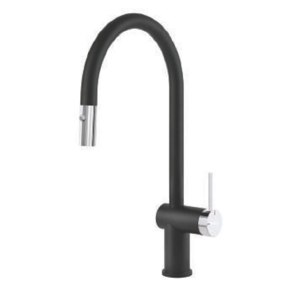 Vòi rửa bát KONOX RESTA Black nóng lạnh rút dây