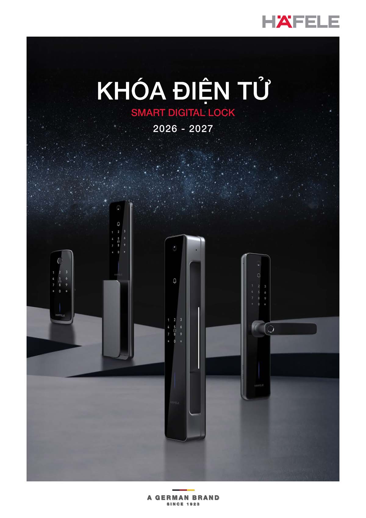 Anh bia Catalogue khoa cua dien tu Hafele 2026
