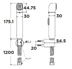 Bản vẽ kĩ thuật Vòi xịt vệ sinh American Standard WF-TS28BHG DuoSTiX