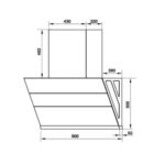 Bản vẽ kích thước Máy hút mùi HAFELE HC-H902WC 538.81.742 90cm kính vát