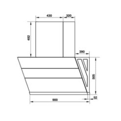 Bản vẽ kích thước Máy hút mùi HAFELE HC-H902WC 538.81.742 90cm kính vát