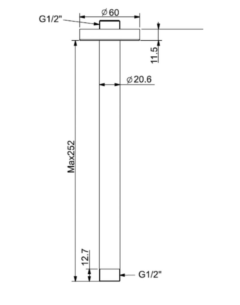 Bản vẽ kỹ thuật Thanh nối bát sen âm tường American Standard FFAS9908MB Matte Black