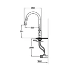 Bản vẽ kỹ thuật Vòi rửa bát HAFELE 570.58.231 nóng lạnh rút dây cảm ứng