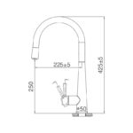 Bản vẽ kỹ thuật Vòi rửa bát MALLOCA K095 SS nóng lạnh rút dây