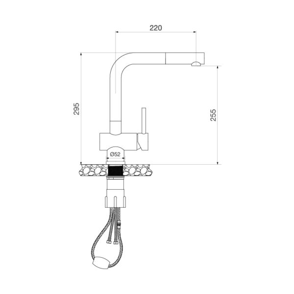 Bản vẽ kỹ thuật Vòi rửa bát MALLOCA K103-SS nóng lạnh rút dây