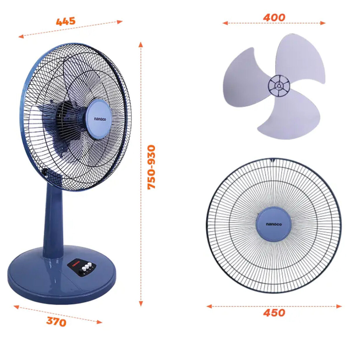 Quạt lửng NANOCO NLF1624RC-BL xanh - Ảnh 3