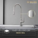 Vòi rửa bát MALLOCA K046SS nóng lạnh rút dây - Ảnh 4