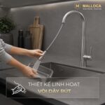 Vòi rửa bát MALLOCA K095SS nóng lạnh rút dây - Ảnh 3