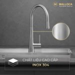 Vòi rửa bát MALLOCA K095SS nóng lạnh rút dây - Ảnh 4