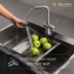 Vòi rửa bát MALLOCA K103SS nóng lạnh rút dây - Ảnh 3
