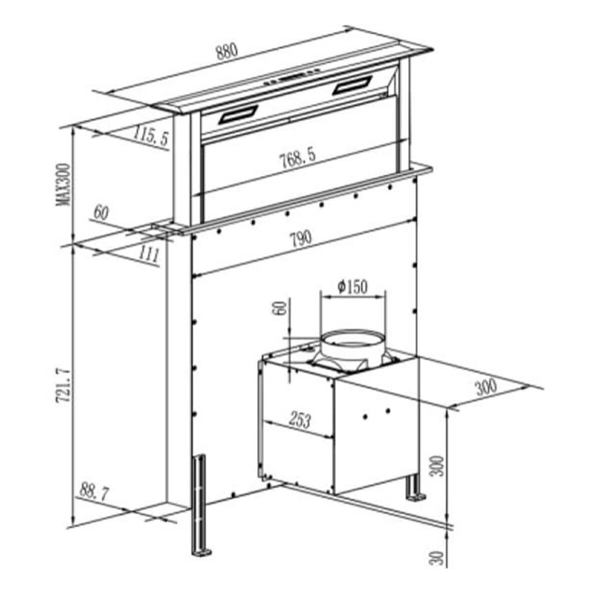 Máy hút mùi FANDI STONE PR90 90cm âm bàn - Ảnh 2