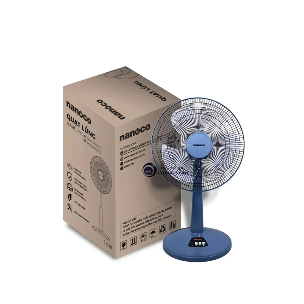 Quạt lửng NANOCO NLF1624RC-BL xanh - Ảnh 2