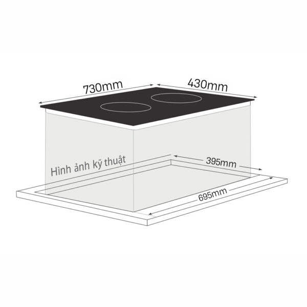 Bản vẽ kích thước Bếp điện từ đôi BLUEGER B928MA